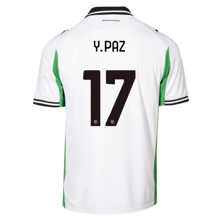 Danxen Kinderen Yeferson Paz #17 Wit Groen Zwart Uitshirt Uittenue 2025/26 T-Shirt