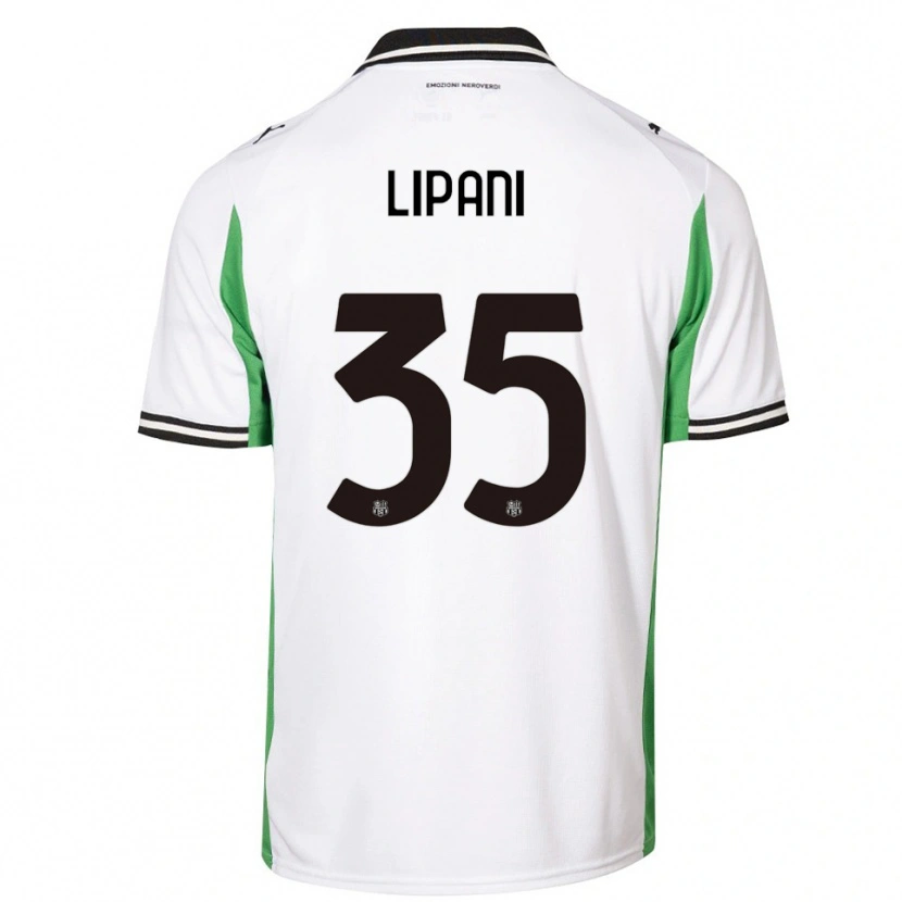Danxen Kinderen Luca Lipani #35 Wit Groen Zwart Uitshirt Uittenue 2025/26 T-Shirt