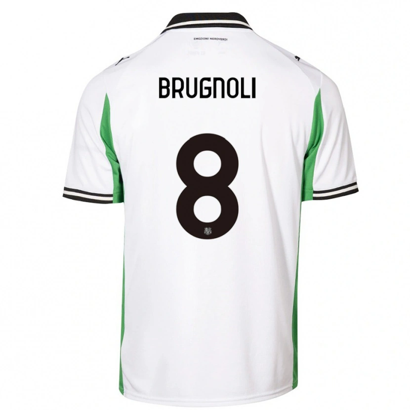 Danxen Kinderen Giuseppe Brugnoli #8 Wit Groen Zwart Uitshirt Uittenue 2025/26 T-Shirt
