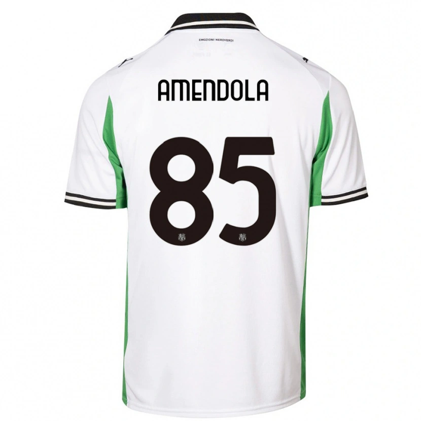 Danxen Kinderen Catello Amendola #85 Wit Groen Zwart Uitshirt Uittenue 2025/26 T-Shirt