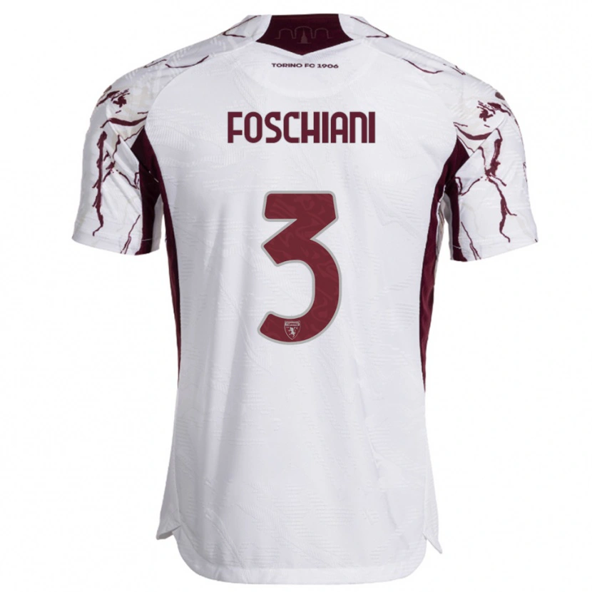 Danxen Kinderen Francesco Foschiani #3 Wit Bourgondisch Uitshirt Uittenue 2025/26 T-Shirt