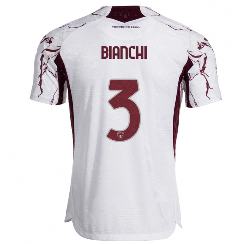 Danxen Kinderen Riccardo Bianchi #3 Wit Bourgondisch Uitshirt Uittenue 2025/26 T-Shirt