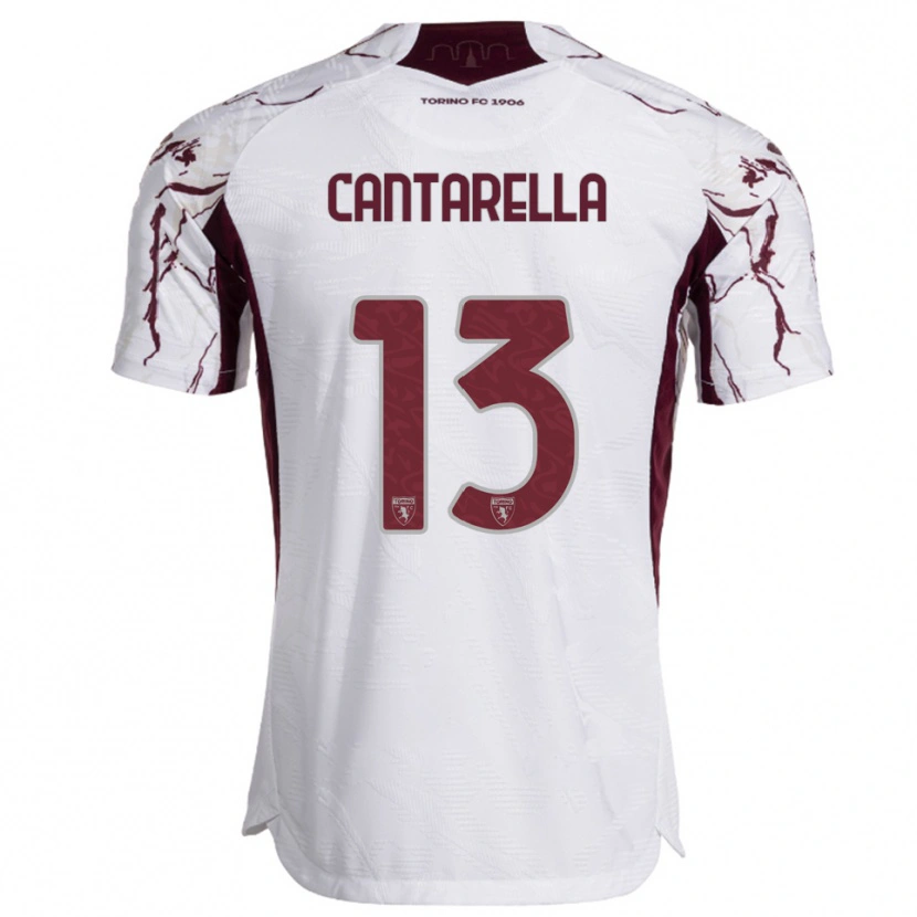 Danxen Kinderen Luca Cantarella #13 Wit Bourgondisch Uitshirt Uittenue 2025/26 T-Shirt