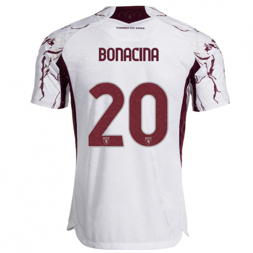 Danxen Kinderen David Bonacina #20 Wit Bourgondisch Uitshirt Uittenue 2025/26 T-Shirt