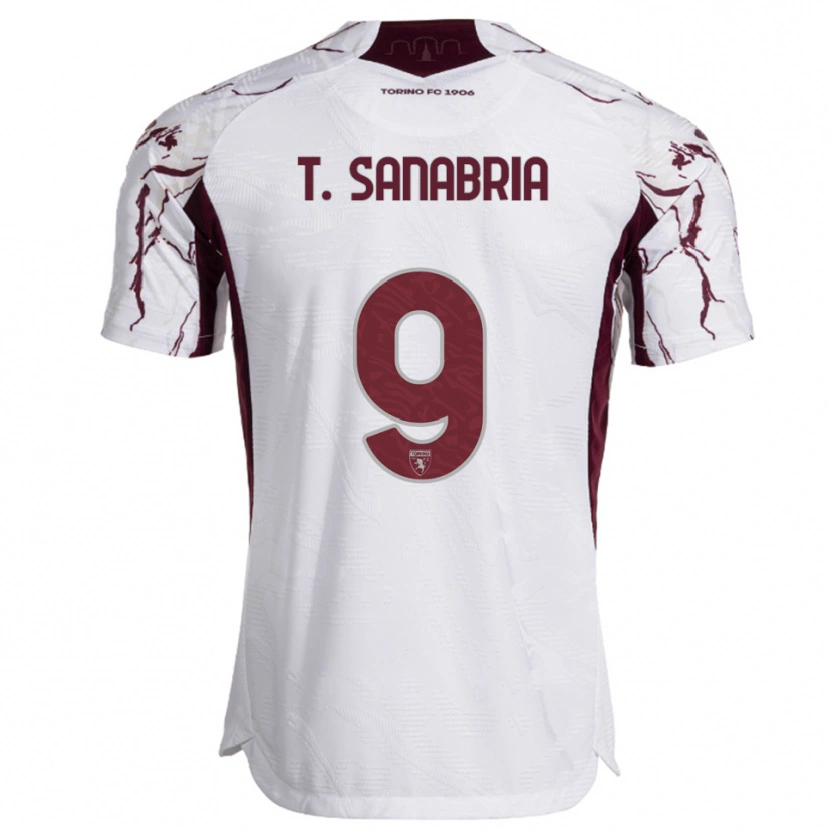 Danxen Kinderen Antonio Sanabria #9 Wit Bourgondisch Uitshirt Uittenue 2025/26 T-Shirt