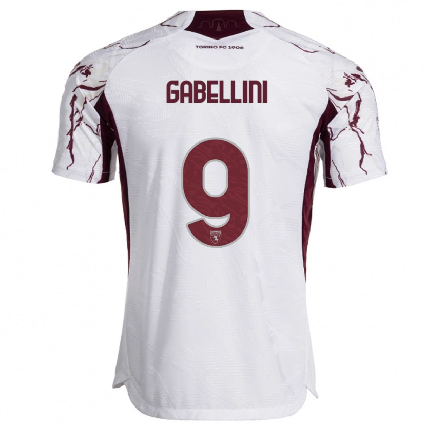 Danxen Kinderen Tommaso Gabellini #9 Wit Bourgondisch Uitshirt Uittenue 2025/26 T-Shirt