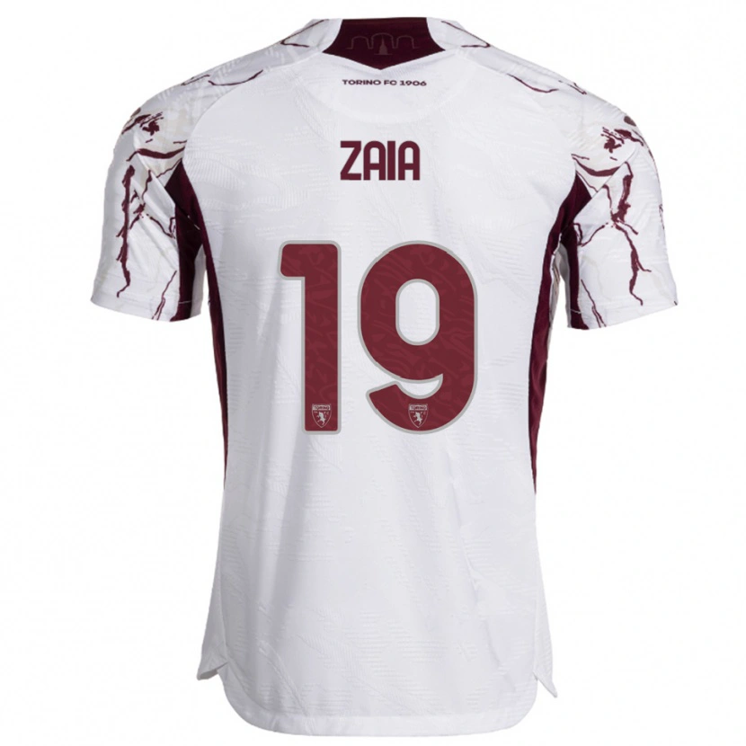 Danxen Kinderen Edoardo Zaia #19 Wit Bourgondisch Uitshirt Uittenue 2025/26 T-Shirt