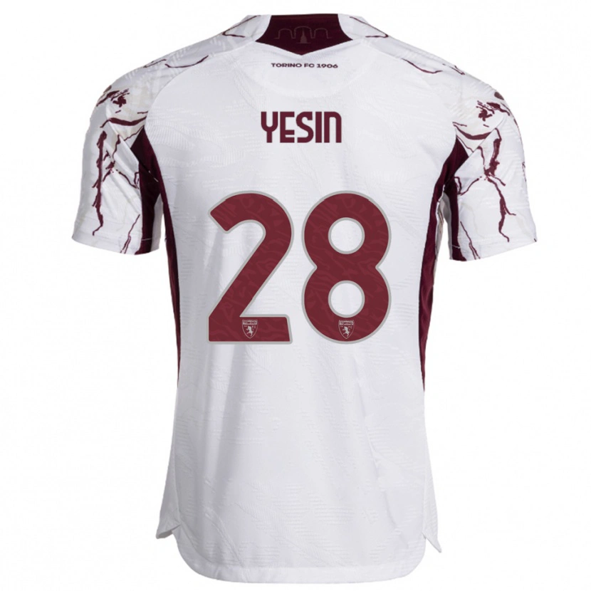 Danxen Kinderen Demyan Yesin #28 Wit Bourgondisch Uitshirt Uittenue 2025/26 T-Shirt