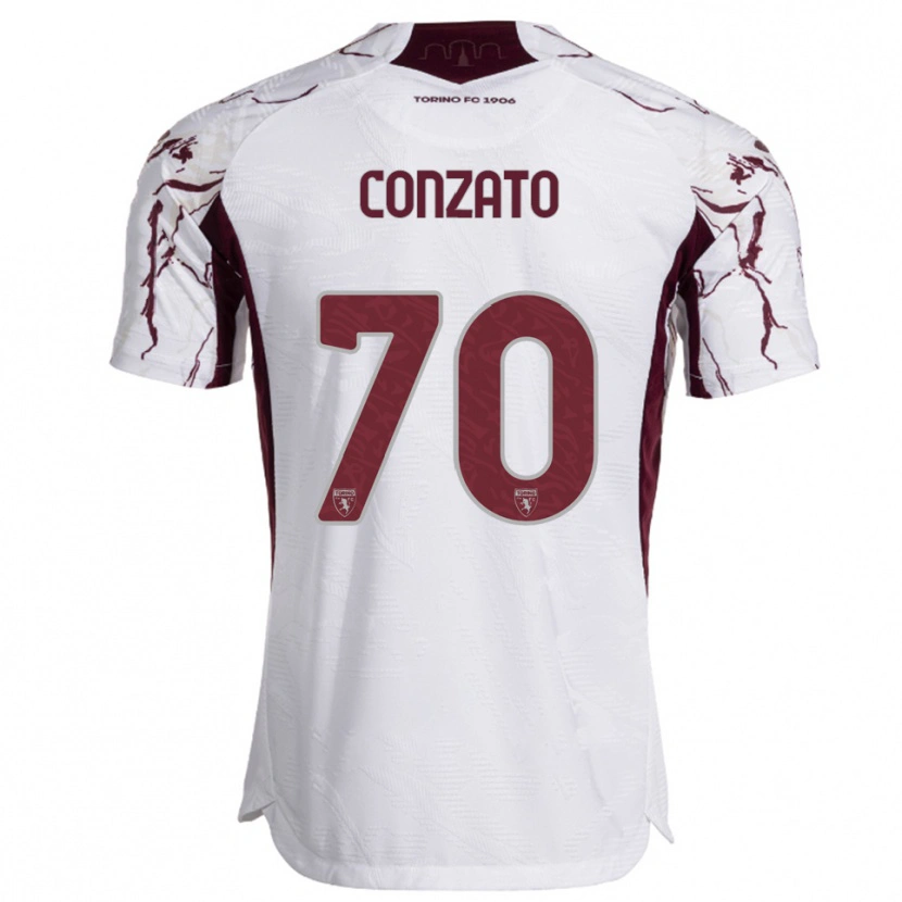 Danxen Kinderen Filippo Conzato #70 Wit Bourgondisch Uitshirt Uittenue 2025/26 T-Shirt