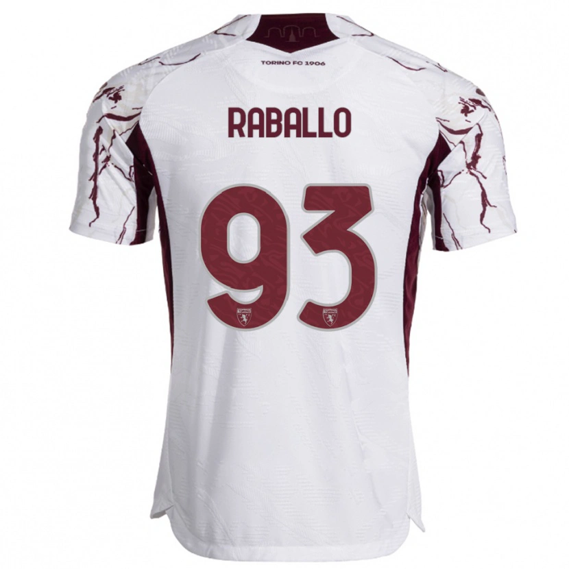 Danxen Kinderen Alessio Raballo #93 Wit Bourgondisch Uitshirt Uittenue 2025/26 T-Shirt