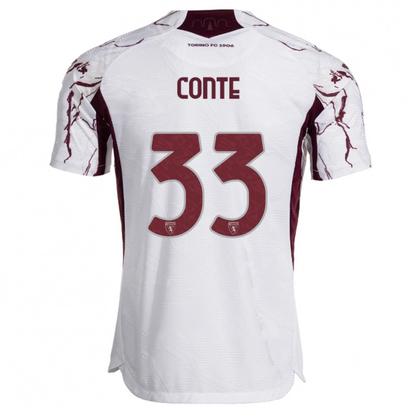 Danxen Kinderen Gioele Conte #33 Wit Bourgondisch Uitshirt Uittenue 2025/26 T-Shirt