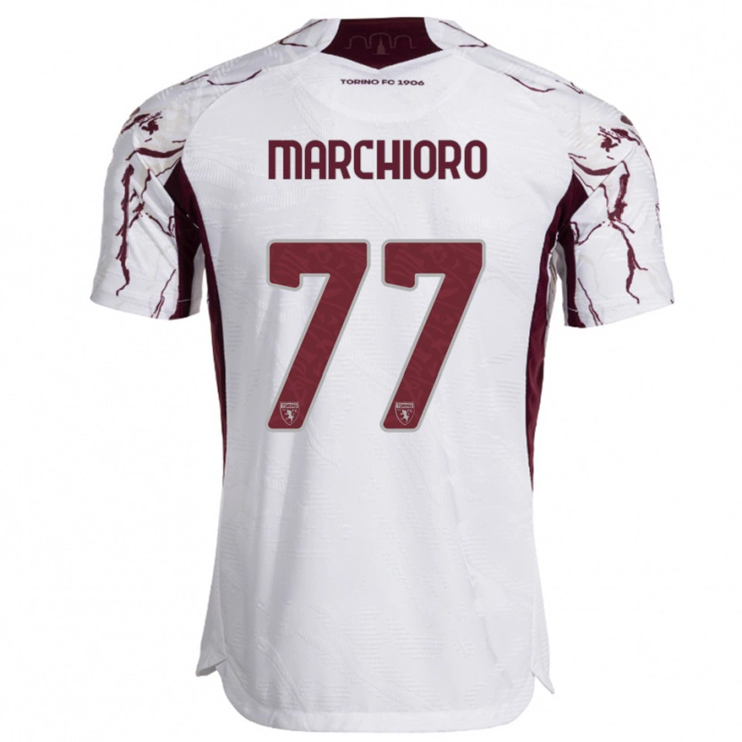 Danxen Kinderen Raffaele Marchioro #77 Wit Bourgondisch Uitshirt Uittenue 2025/26 T-Shirt