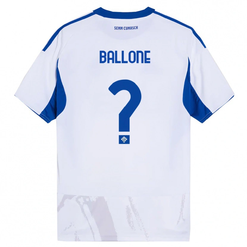 Danxen Kinderen Andrea Ballone #0 Wit Blauw Uitshirt Uittenue 2025/26 T-Shirt