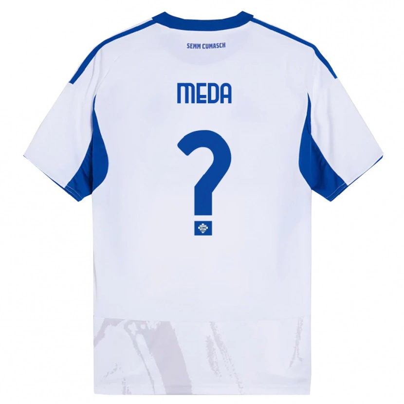 Danxen Kinderen Tommaso Meda #0 Wit Blauw Uitshirt Uittenue 2025/26 T-Shirt