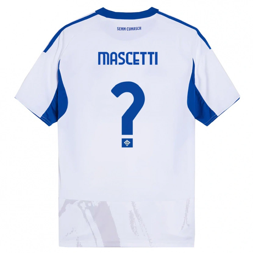 Danxen Kinderen Francesco Mascetti #0 Wit Blauw Uitshirt Uittenue 2025/26 T-Shirt