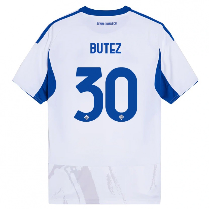 Danxen Kinderen Jean Butez #30 Wit Blauw Uitshirt Uittenue 2025/26 T-Shirt
