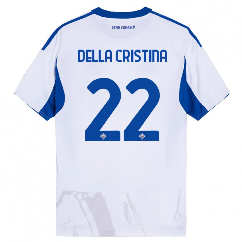 Danxen Kinderen Stefano Della Cristina #22 Wit Blauw Uitshirt Uittenue 2025/26 T-Shirt