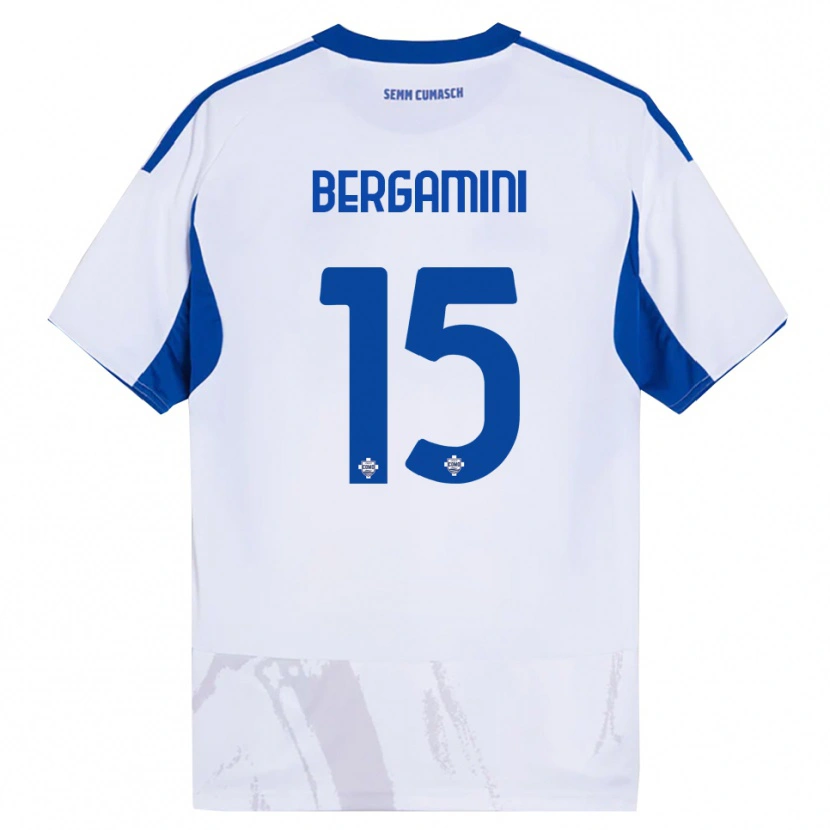 Danxen Kinderen Mattia Bergamini #15 Wit Blauw Uitshirt Uittenue 2025/26 T-Shirt