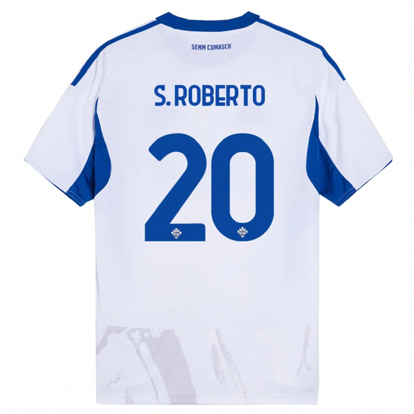 Danxen Kinderen Sergi Roberto #20 Wit Blauw Uitshirt Uittenue 2025/26 T-Shirt