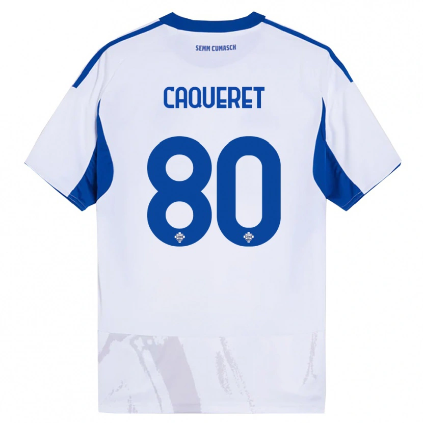 Danxen Kinderen Maxence Caqueret #80 Wit Blauw Uitshirt Uittenue 2025/26 T-Shirt