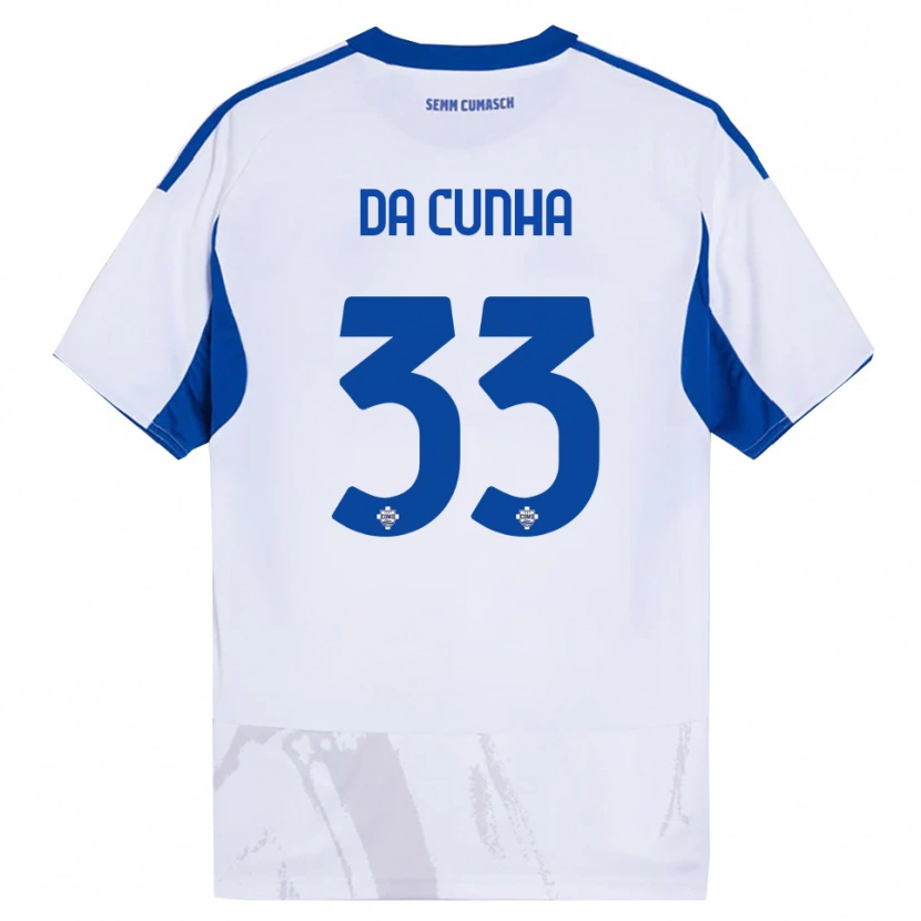 Danxen Kinderen Lucas Da Cunha #33 Wit Blauw Uitshirt Uittenue 2025/26 T-Shirt