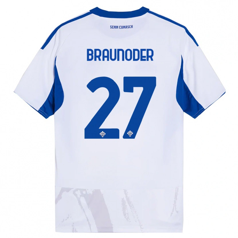 Danxen Kinderen Matthias Braunöder #27 Wit Blauw Uitshirt Uittenue 2025/26 T-Shirt