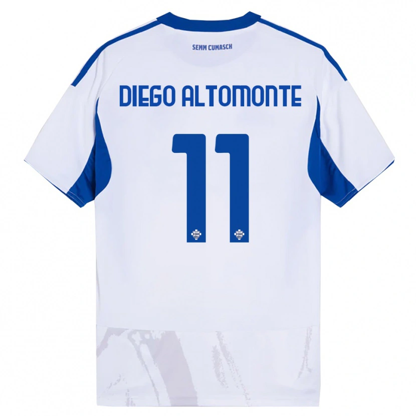 Danxen Kinderen Thomas Diego Altomonte #11 Wit Blauw Uitshirt Uittenue 2025/26 T-Shirt
