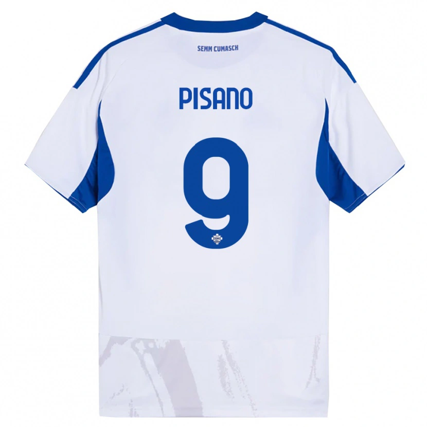 Danxen Kinderen Manuel Pisano #9 Wit Blauw Uitshirt Uittenue 2025/26 T-Shirt