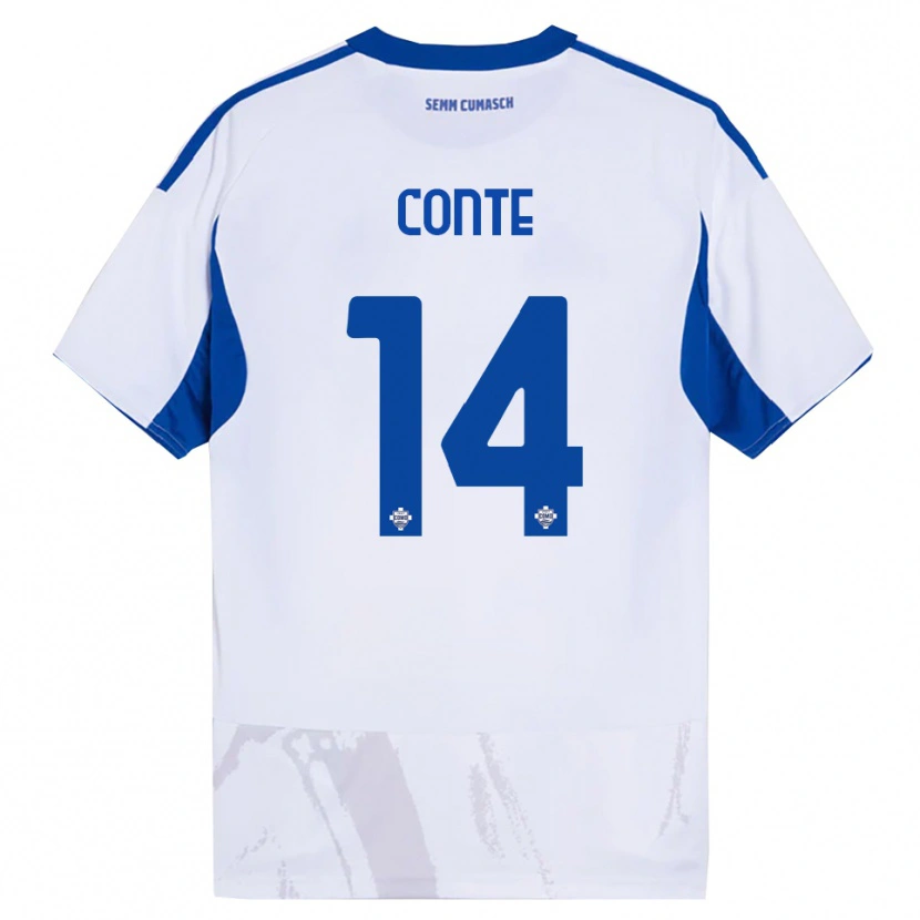 Danxen Kinderen Federico Conte #14 Wit Blauw Uitshirt Uittenue 2025/26 T-Shirt
