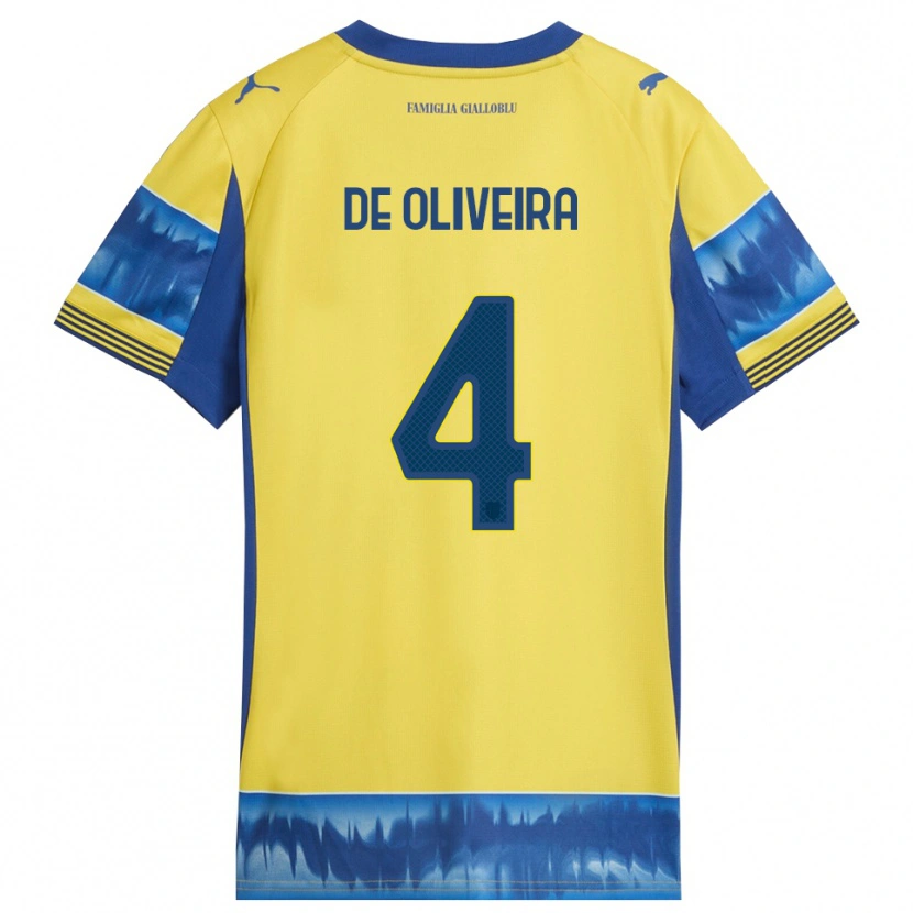 Danxen Kinderen Luca De Oliveira #4 Geel Blauw Uitshirt Uittenue 2025/26 T-Shirt