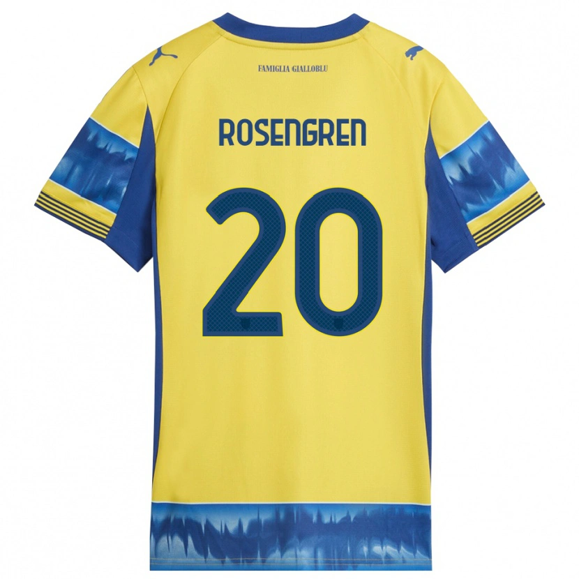 Danxen Kinderen Lukas Rosengren #20 Geel Blauw Uitshirt Uittenue 2025/26 T-Shirt