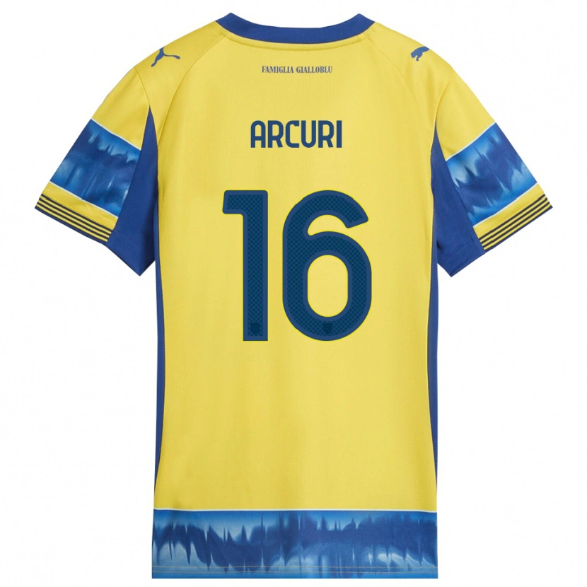 Danxen Kinderen Francesco Arcuri #16 Geel Blauw Uitshirt Uittenue 2025/26 T-Shirt