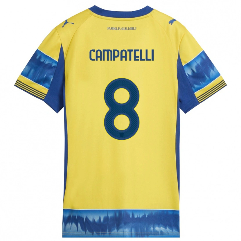 Danxen Kinderen Marco Campatelli #8 Geel Blauw Uitshirt Uittenue 2025/26 T-Shirt