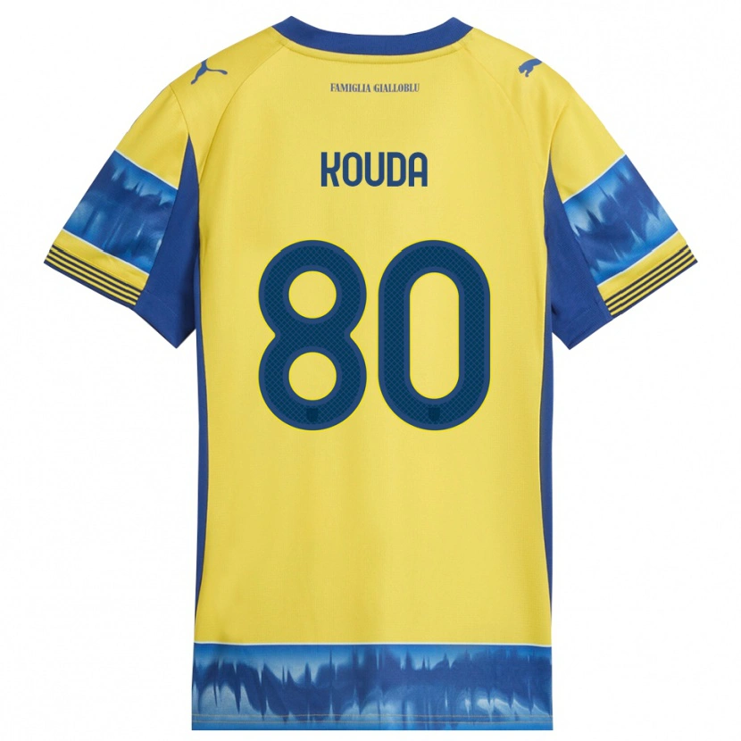 Danxen Kinderen Rachid Kouda #80 Geel Blauw Uitshirt Uittenue 2025/26 T-Shirt