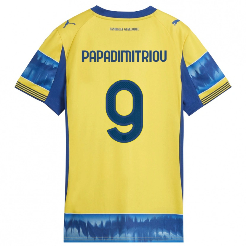 Danxen Kinderen Eirinaios Papadimitriou #9 Geel Blauw Uitshirt Uittenue 2025/26 T-Shirt