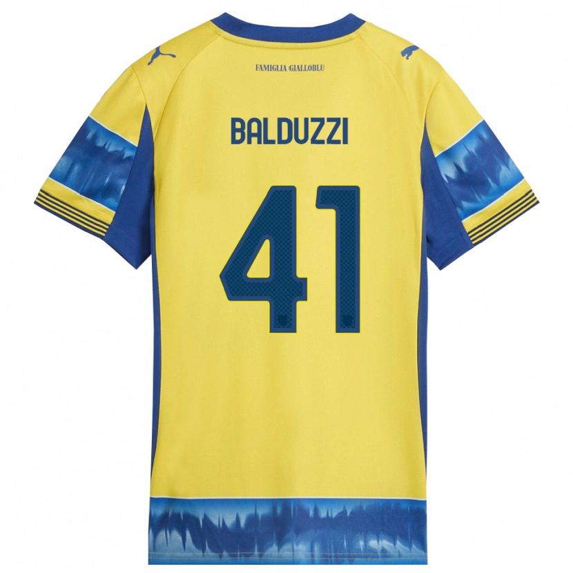 Danxen Kinderen Davide Balduzzi #41 Geel Blauw Uitshirt Uittenue 2025/26 T-Shirt