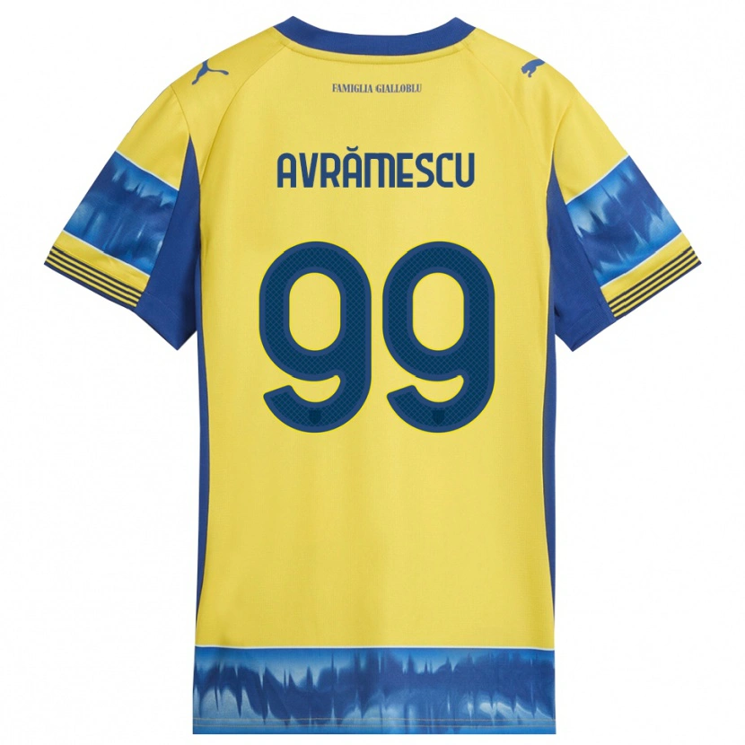 Danxen Kinderen Ianis Avrămescu #99 Geel Blauw Uitshirt Uittenue 2025/26 T-Shirt