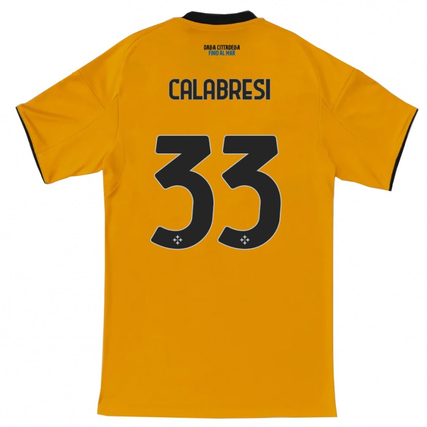Danxen Kinderen Arturo Calabresi #33 Oranje Blauw Uitshirt Uittenue 2025/26 T-Shirt
