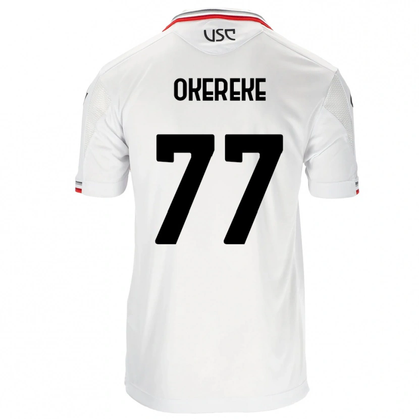 Danxen Kinderen David Okereke #77 Wit Rood Uitshirt Uittenue 2025/26 T-Shirt