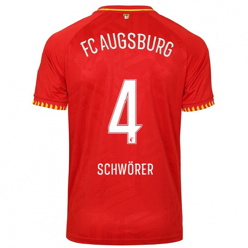 Danxen Kinderen Julia Schwörer #4 Rood Geel Uitshirt Uittenue 2025/26 T-Shirt