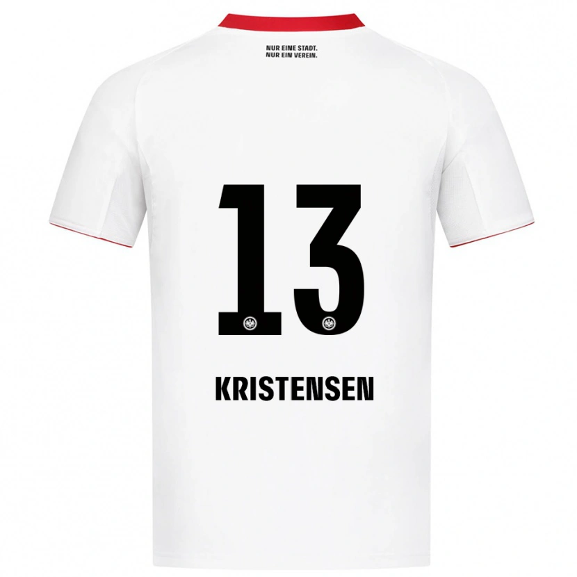Danxen Kinderen Rasmus Kristensen #13 Wit Rood Uitshirt Uittenue 2025/26 T-Shirt