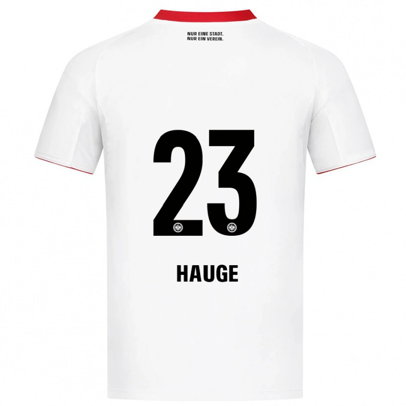 Danxen Kinderen Jens Petter Hauge #23 Wit Rood Uitshirt Uittenue 2025/26 T-Shirt