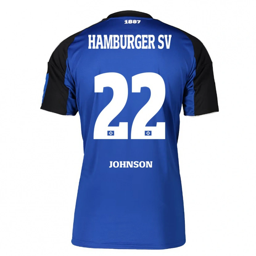 Danxen Kinderen Emmanuel Johnson #22 Blauw Zwart Uitshirt Uittenue 2025/26 T-Shirt