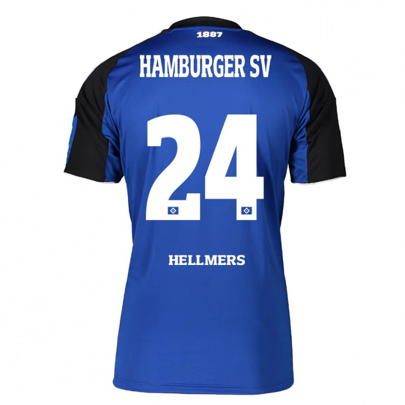 Danxen Kinderen Maximilian Hellmers #24 Blauw Zwart Uitshirt Uittenue 2025/26 T-Shirt