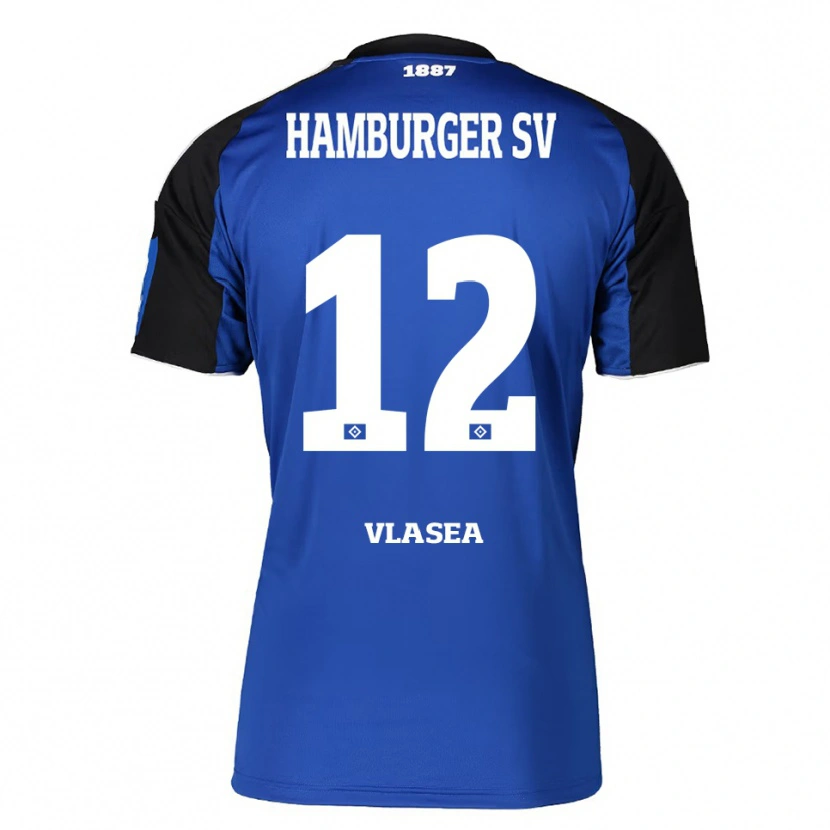 Danxen Kinderen Lucian-Octavian Vlasea #12 Blauw Zwart Uitshirt Uittenue 2025/26 T-Shirt