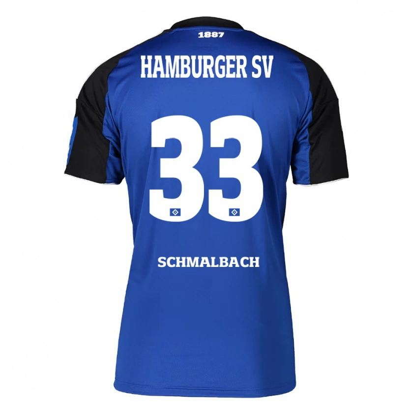 Danxen Kinderen Sebastian Schmalbach #33 Blauw Zwart Uitshirt Uittenue 2025/26 T-Shirt