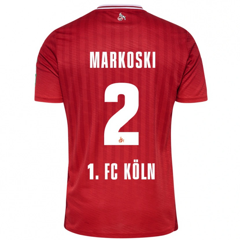 Danxen Kinderen Kristian Markoski #2 Rood Wit Uitshirt Uittenue 2025/26 T-Shirt