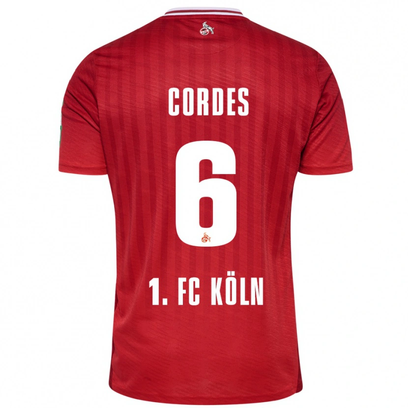 Danxen Kinderen Lotta Cordes #6 Rood Wit Uitshirt Uittenue 2025/26 T-Shirt