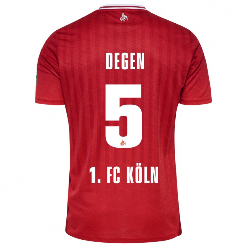 Danxen Kinderen Celina Degen #5 Rood Wit Uitshirt Uittenue 2025/26 T-Shirt