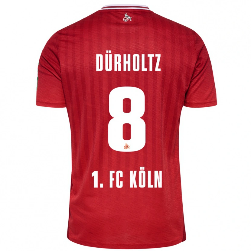 Danxen Kinderen Luca Dürholtz #8 Rood Wit Uitshirt Uittenue 2025/26 T-Shirt
